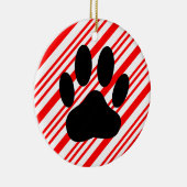 Dog Pawprint Candy Cane Keramik Ornament (Rechts)