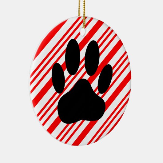 Dog Pawprint Candy Cane Keramik Ornament (Rechts)