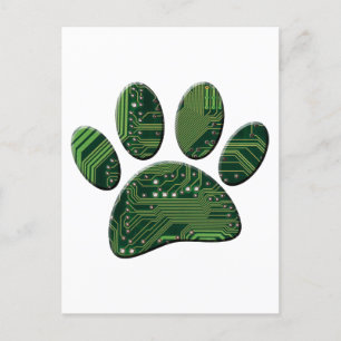 Dog Pawprint Circuit Board Art Postkarte