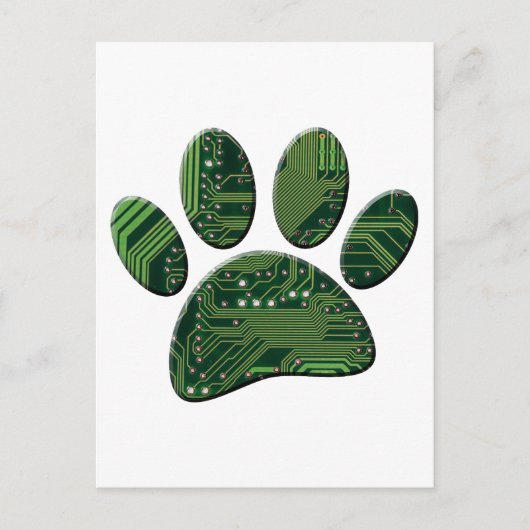 Dog Pawprint Circuit Board Art Postkarte (Vorderseite)