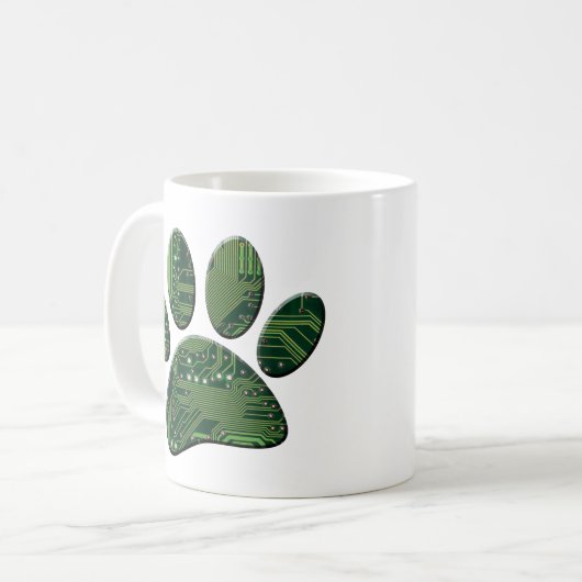 Dog Pawprint Circuit Board Kaffeetasse (Vorderseite Links)