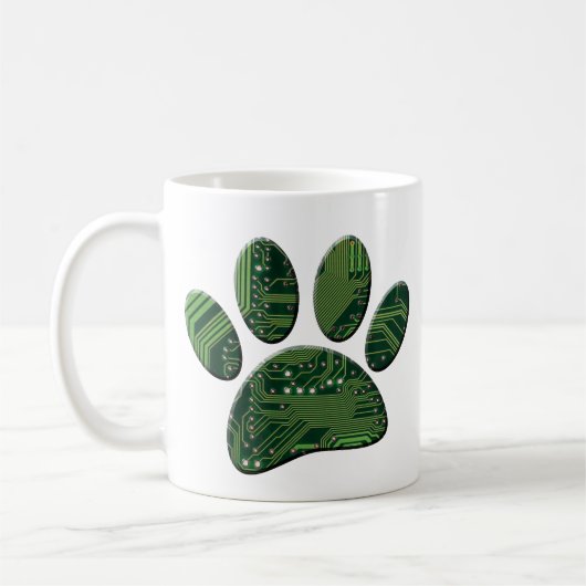 Dog Pawprint Circuit Board Kaffeetasse (Links)