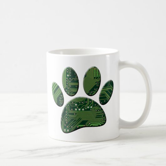 Dog Pawprint Circuit Board Kaffeetasse (Rechts)