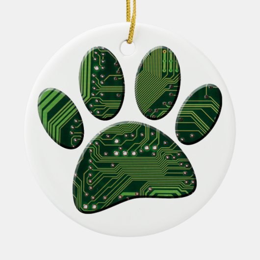 Dog Pawprint Circuit Board Keramik Ornament (Vorne)