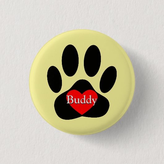 Dog Pawprint Individuelle Name Button (Vorderseite)