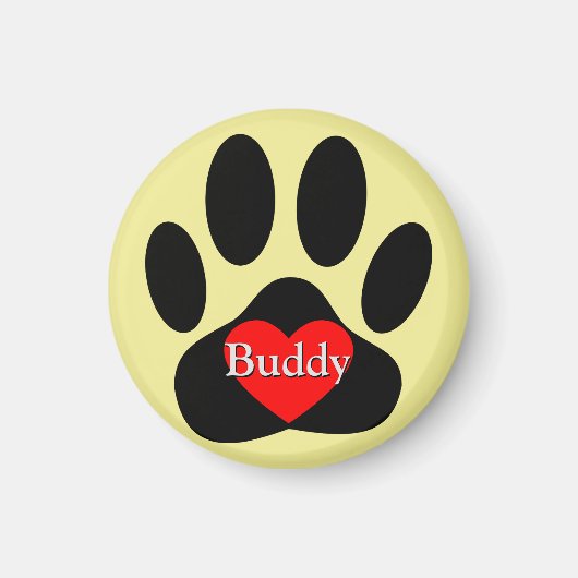 Dog Pawprint Individuelle Name Magnet (Vorne)