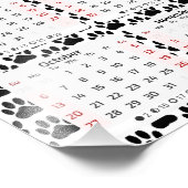 Dog Pawprint Muster 2024 Kalender Fotodruck (Ecke)