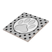 Dog Pawprint Polka Dots Round Frame Fliese (Seite)