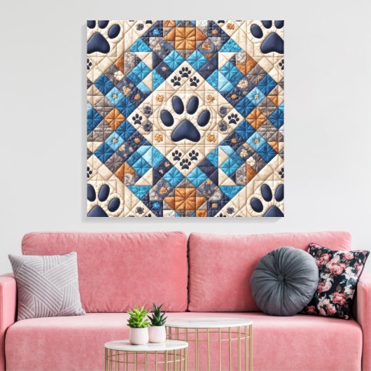 Dog Pawprint Quilt Design Leinwanddruck (Insitu (Wohnzimmer))