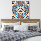 Dog Pawprint Quilt Design Leinwanddruck (Insitu (Schlafzimmer))