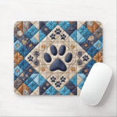 Dog Pawprint Quilt Design Mousepad (Mit Mouse)