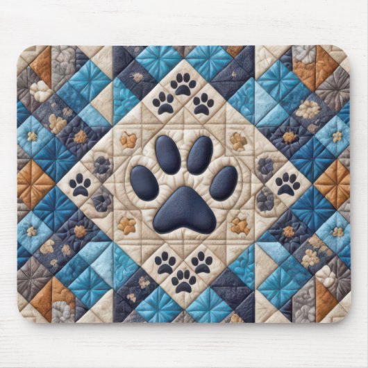 Dog Pawprint Quilt Design Mousepad (Vorne)