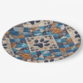 Dog Pawprint Quilt Design Pappteller (Schrägansicht)