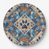 Dog Pawprint Quilt Design Pappteller (Vorderseite)