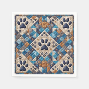 Dog Pawprint Quilt Design Serviette