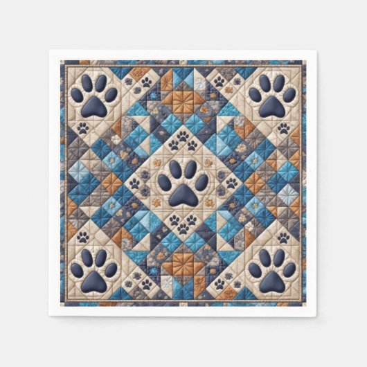 Dog Pawprint Quilt Design Serviette (Vorderseite)