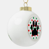 Dog Pawprint Red Green Polka Dots Keramik Kugel-Ornament (Links)