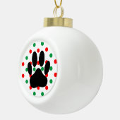 Dog Pawprint Red Green Polka Dots Keramik Kugel-Ornament (Rechts)