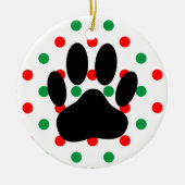 Dog Pawprint Red Green Polka Dots Keramik Ornament (Vorne)
