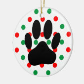 Dog Pawprint Red Green Polka Dots Keramik Ornament (Links)