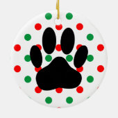 Dog Pawprint Red Green Polka Dots Keramik Ornament (Hinten)