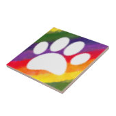 Dog Pawprint Regenbogen Wasserfarbe Fliese (Seite)