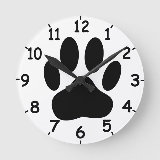 Dog Pawprint Runde Wanduhr (Vorderseite)