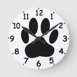 Dog Pawprint Runde Wanduhr