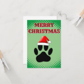 Dog Pawprint Santas Hat Karte (Vorderseite/Rückseite Beispiel)
