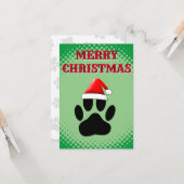 Dog Pawprint Santas Hat Karte (Vorderseite/Rückseite Beispiel)