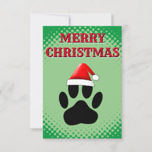Dog Pawprint Santas Hat Karte