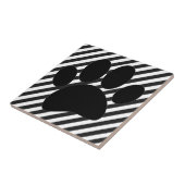 Dog Pawprint Schwarz-weiß Streifen Fliese (Seite)