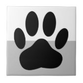 Dog Pawprint Schwarz-weiß und grau Fliese (Vorderseite)