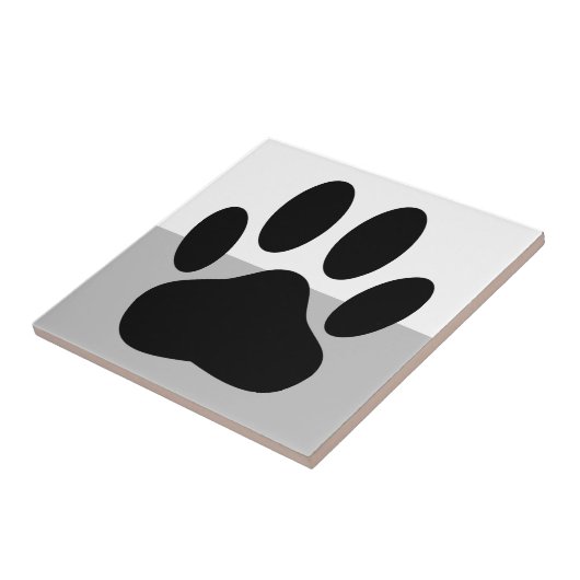 Dog Pawprint Schwarz-weiß und grau Fliese (Seite)
