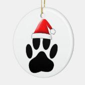 Dog Pawprint Weihnachtsmannmütze Keramik Ornament (Links)