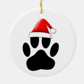 Dog Pawprint Weihnachtsmannmütze Keramik Ornament (Hinten)