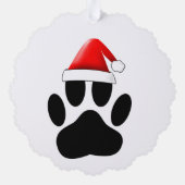 Dog Pawprint Weihnachtsmannmütze Ornament Karte (Rückseite)