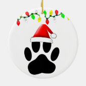 Dog Pawprint Weihnachtsmannmütze Weihnachtslichter Keramik Ornament (Hinten)