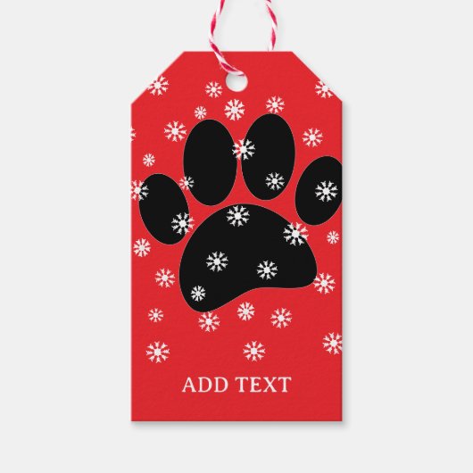 Dog Pawprint Weihnachtsschneeflocken Custom Geschenkanhänger (Vorderseite)