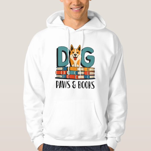 Dog Paws and Books Design Hoodie (Vorderseite)