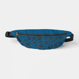 Dog Paws Black and White Polka Dot auf blau Bauchtasche