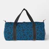 Dog Paws Black and White Polka Dot auf blau Duffle Bag (Vorderseite)