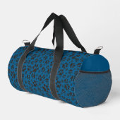 Dog Paws Black and White Polka Dot auf blau Duffle Bag (Rechte Ecke)