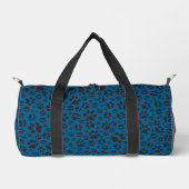 Dog Paws Black and White Polka Dot auf blau Duffle Bag (Vorderseite)