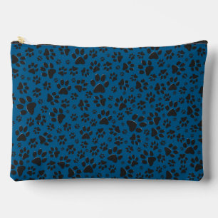 Dog Paws Black and White Polka Dot auf blau Zubehörtasche