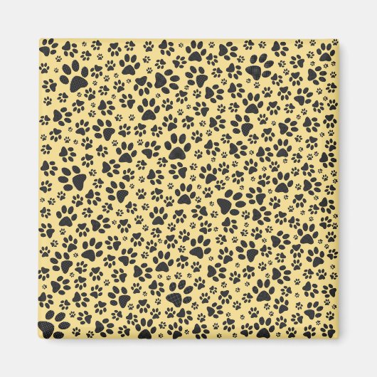 Dog Paws Black and White Polka Dot auf Buttercreme Magnet (Vorne)