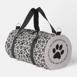 Dog Paws Black and White Polka Dot auf grau Duffle Bag