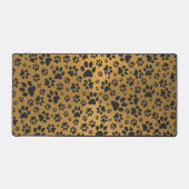 Dog Paws Black and White Polka Dot auf Metall Gold Schreibtischunterlage (Vorderseite)