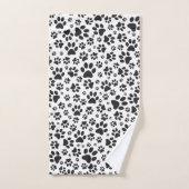 Dog Paws Black and White Polka Dot Badhandtuch Set (Handtuch)