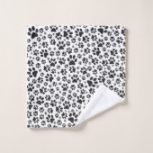 Dog Paws Black and White Polka Dot Badhandtuch Set (Waschlappen)